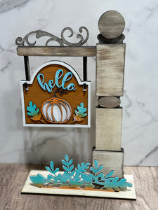 Hello Pumpkin Sign with Post Blank
