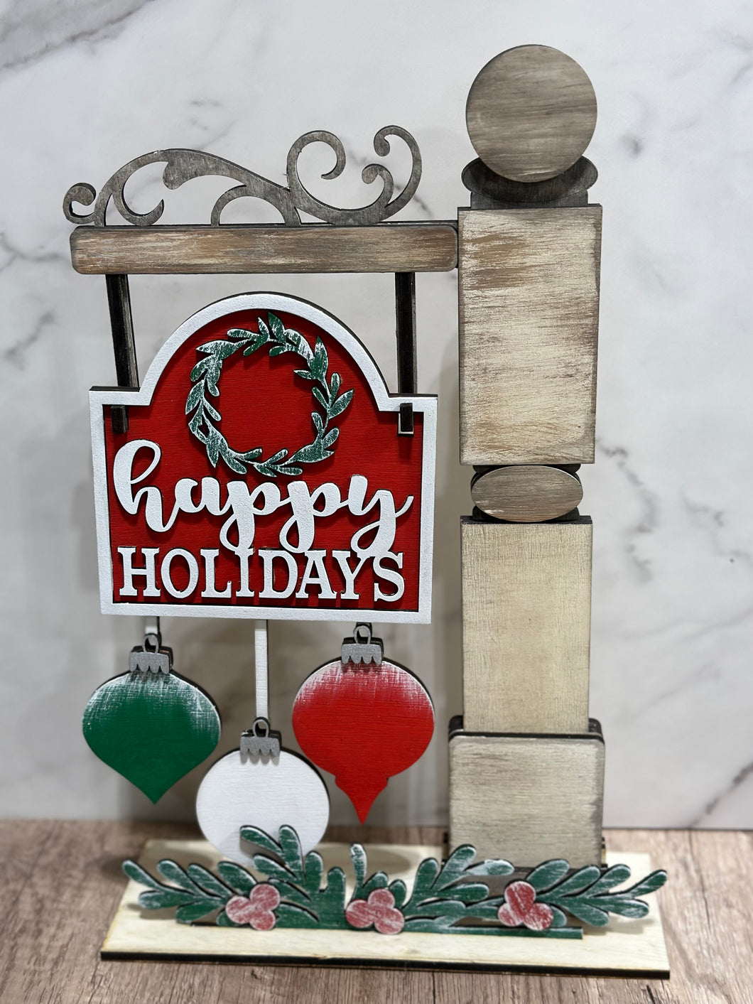 Happy Holidays Sign with Post Blank